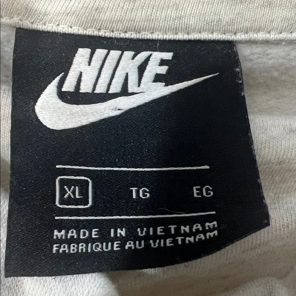 Nike Gold Script Logo Hoodie – Size XL – Oatmeal Heather